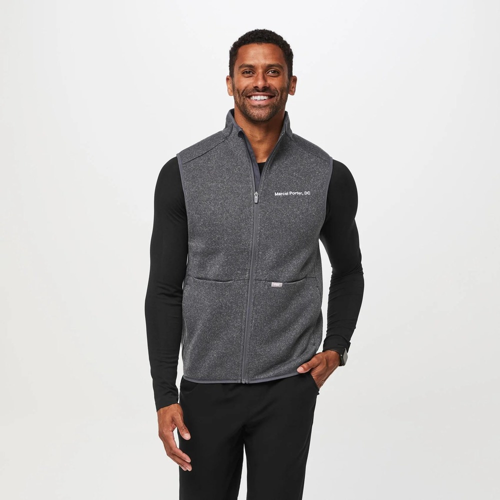 FIGS Mens On-Shift Fleece Vest Heather Charcoal Grey XL Doctor Nurse Hospital